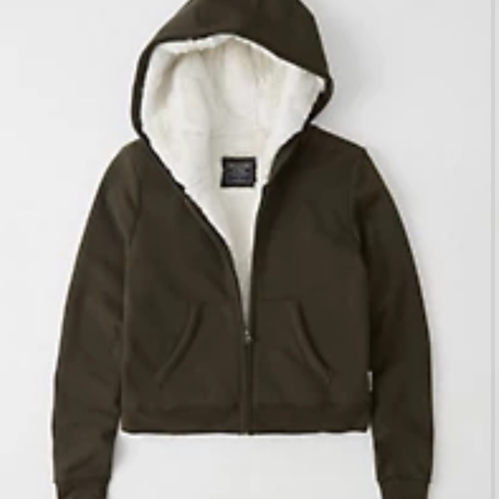 ABERCROMBIE FAUX FUR ZIP UP HOODIE